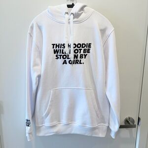 Graphic White Hoodie Unisex Size M